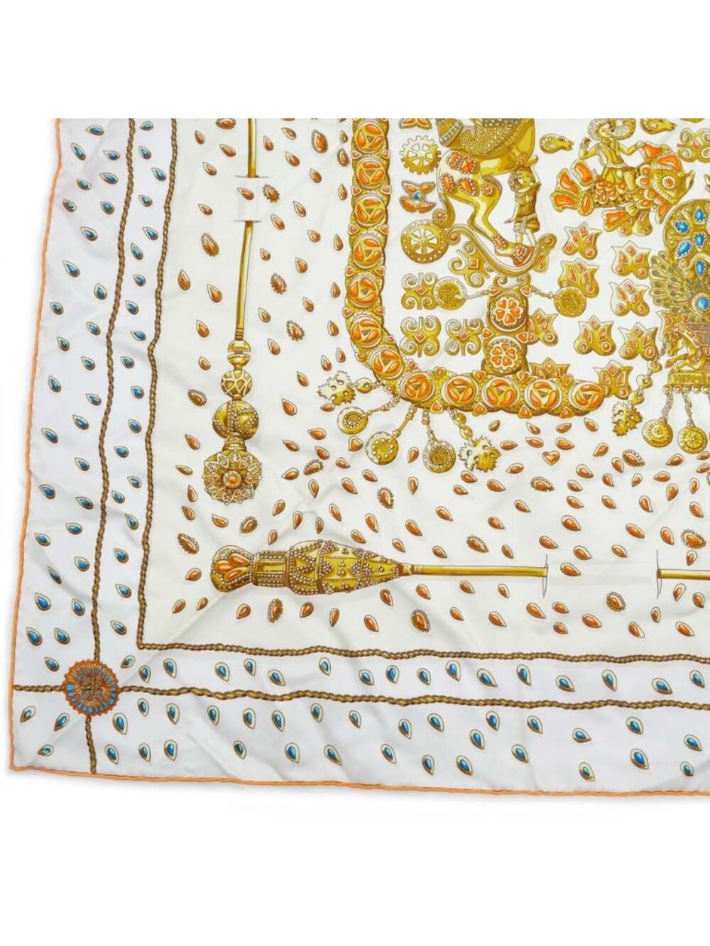 Hermes Carre 90 Tresors Retrouves Hidden Treasure with Card White Orange Scarf - Picture 4 of 10